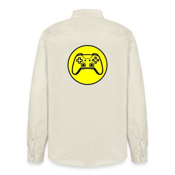 Controller Joypad Icon - Relaxed Fit Unisex Organic Shirt by Stanley/Stella - soft Ecru - Back - AI Model Male 178 light (178cm)