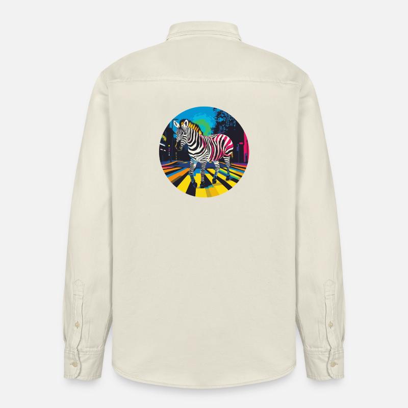 Buntes Zebra in Neon-Stadtbild - Relaxed Fit Unisex Organic Hemd von Stanley/Stella - Natur