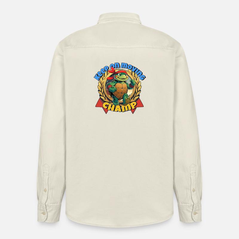 Kampf-Turtle mit rotem Bandana - Relaxed Fit Unisex Organic Hemd von Stanley/Stella - Natur