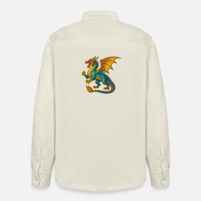 Regenbogen Glitzerdrache - Relaxed Fit Unisex Organic Hemd von Stanley/Stella - Natur