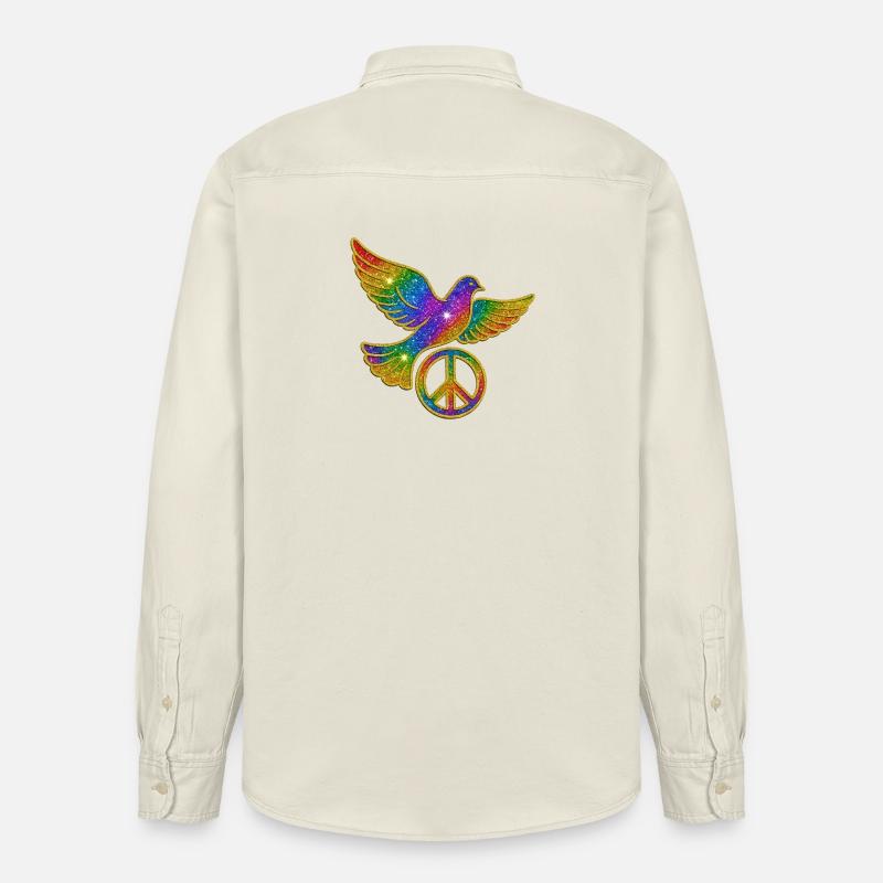 Simbolo della pace della colomba arcobaleno - Camicia unisex vestibilità rilassata bio di Stanley/Stella - ecru morbido