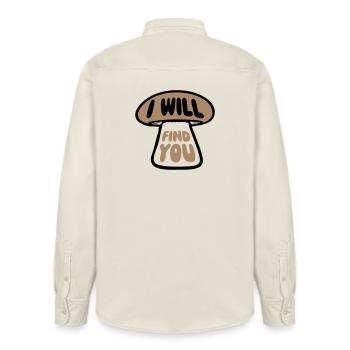 Pilz I Will Find You Lustig Humor Spruch - Relaxed Fit Unisex Organic Hemd von Stanley/Stella - Natur - Hinten - AI Model Male 178 light (178cm)