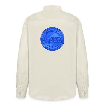 First name Jason - Relaxed Fit Unisex Organic Shirt by Stanley/Stella - soft Ecru - Back - AI Model Male 178 light (178cm)
