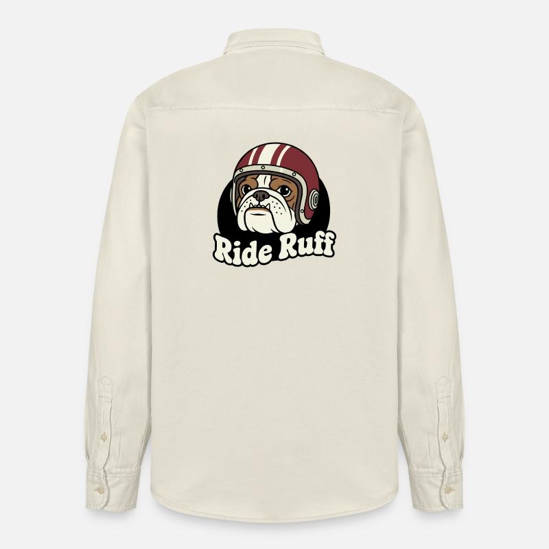 Conception du casque Ride Ruff Bulldog - Chemise unisexe coupe décontractée bio Stanley/Stella - écru doux