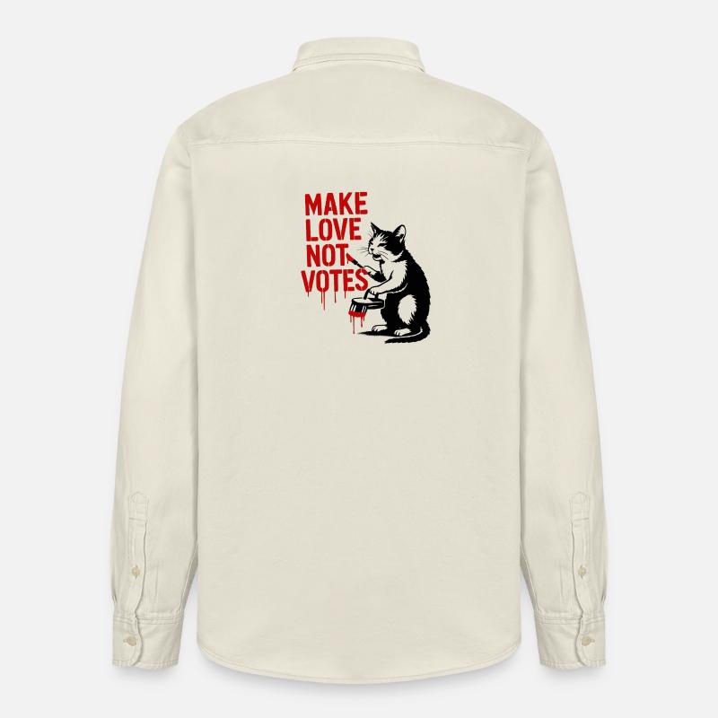 Make Love Not Votes Katze - Relaxed Fit Unisex Organic Hemd von Stanley/Stella - Natur