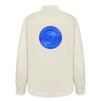 First name Emilie - Relaxed Fit Unisex Organic Shirt by Stanley/Stella - soft Ecru - Back - AI Model Male 178 light (178cm)