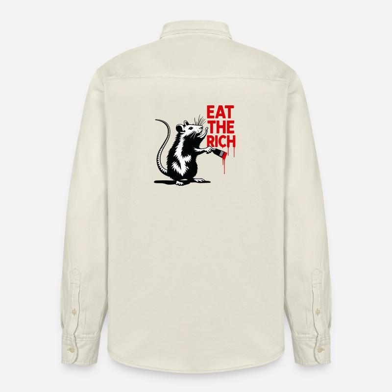 Ratte mit roter Botschaft - Relaxed Fit Unisex Organic Hemd von Stanley/Stella - Natur