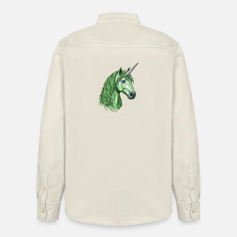 Licorne polygonale verte - Chemise unisexe coupe décontractée bio Stanley/Stella - écru doux