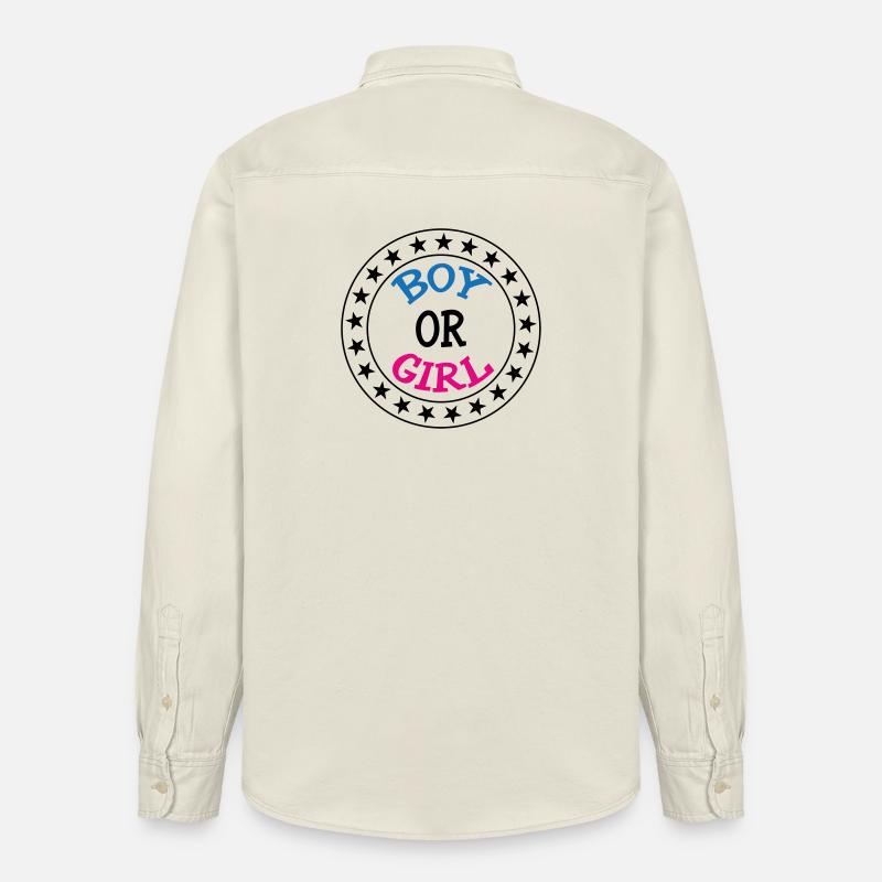 Junge oder Mädchen? Schwangerschaftsgeburt Schwanger - Relaxed Fit Unisex Organic Hemd von Stanley/Stella - Natur