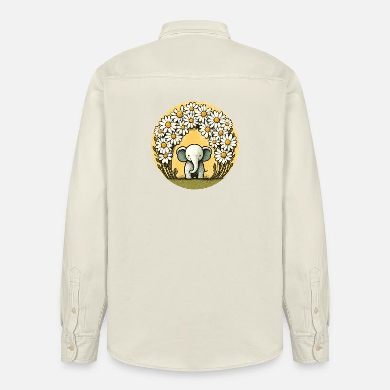 Elefant im Gänseblümchen-Ring - Relaxed Fit Unisex Organic Hemd von Stanley/Stella - Natur