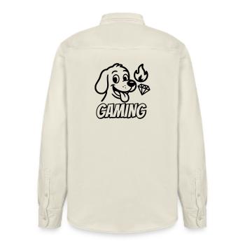 Police de jeu avec motif et icônes de chien drôle - Chemise unisexe coupe décontractée bio Stanley/Stella - écru doux - Dos - AI Model Male 178 light (178cm)
