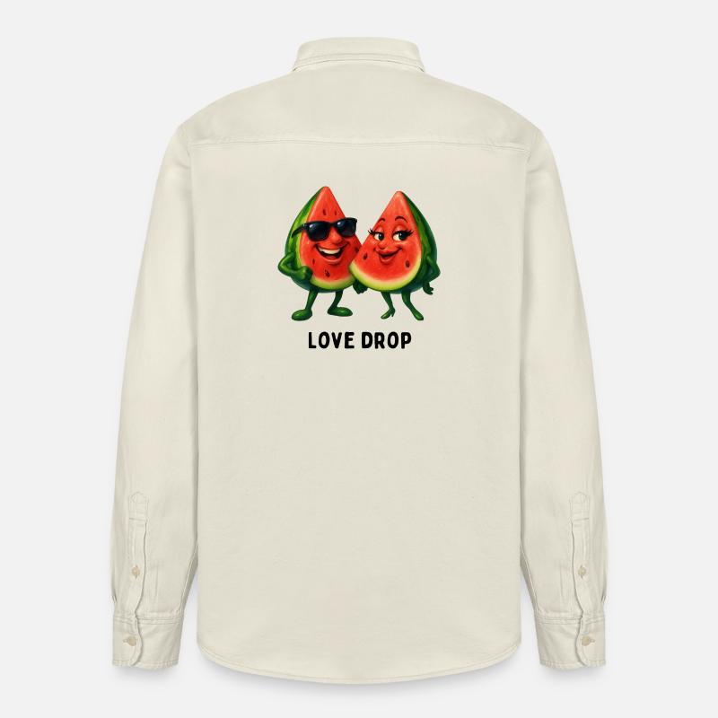 Duo pastèques Love Drop - Chemise unisexe coupe décontractée bio Stanley/Stella - écru doux