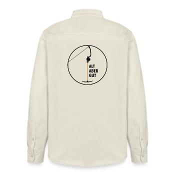 Ankerlift | Old but good, ski holidays - Relaxed Fit Unisex Organic Shirt by Stanley/Stella - soft Ecru - Back - AI Model Male 178 light (178cm)