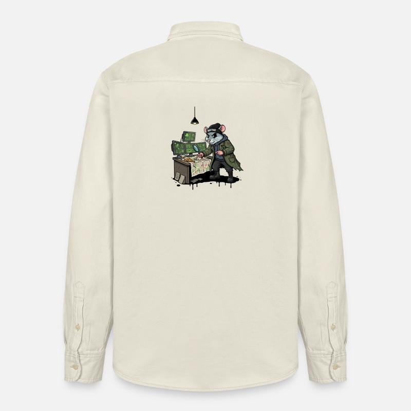 Hacker Rat Détective Deep State Tracking - Chemise unisexe coupe décontractée bio Stanley/Stella - écru doux