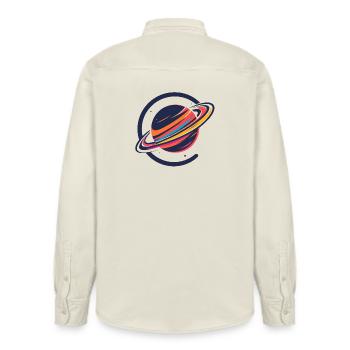 Planète colorée avec anneaux Motif de l’Espace - Chemise unisexe coupe décontractée bio Stanley/Stella - écru doux - Dos - AI Model Male 178 light (178cm)