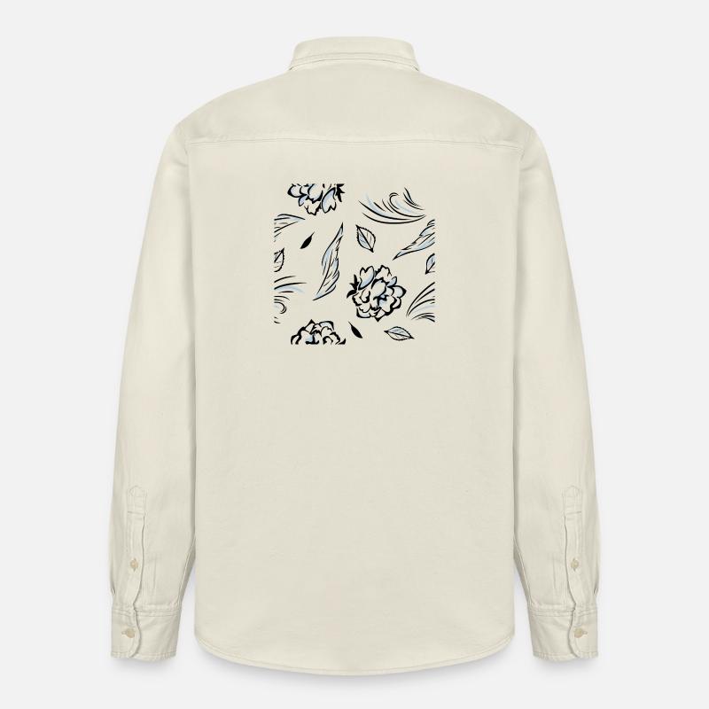 Seamless_pattern_with_roses - Relaxed Fit Unisex Organic Hemd von Stanley/Stella - Natur