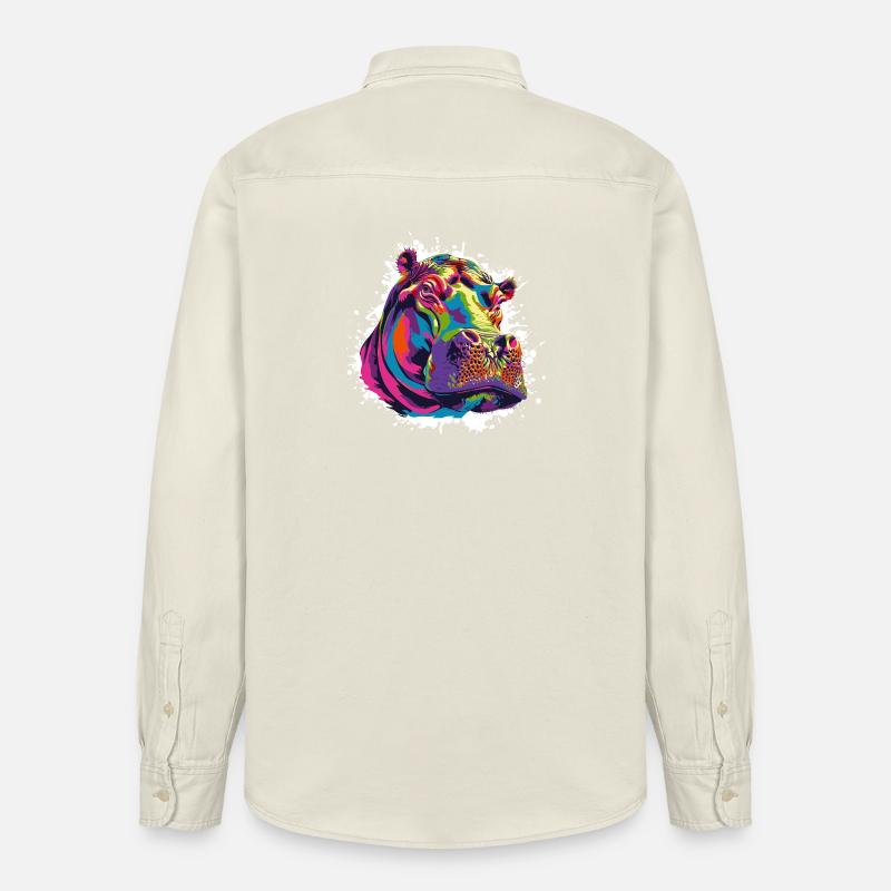 Nilpferd Kunst Comic - Relaxed Fit Unisex Organic Hemd von Stanley/Stella - Natur
