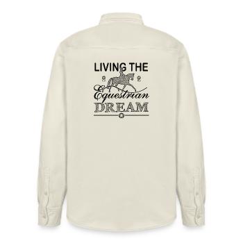 Living the equestrian dream - Dressage Edition - Relaxed Fit Unisex Organic Hemd von Stanley/Stella - Natur - Hinten - AI Model Male 178 light (178cm)