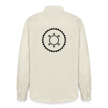 Chainring Sprocket Drive - Relaxed Fit Unisex Organic Shirt by Stanley/Stella - soft Ecru - Back - AI Model Male 178 light (178cm)