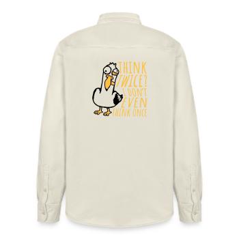 Seagull Crazy Think Twice? I Don't Even Think Once - Relaxed Fit Unisex Organic Shirt by Stanley/Stella - soft Ecru - Back - AI Model Male 178 light (178cm)