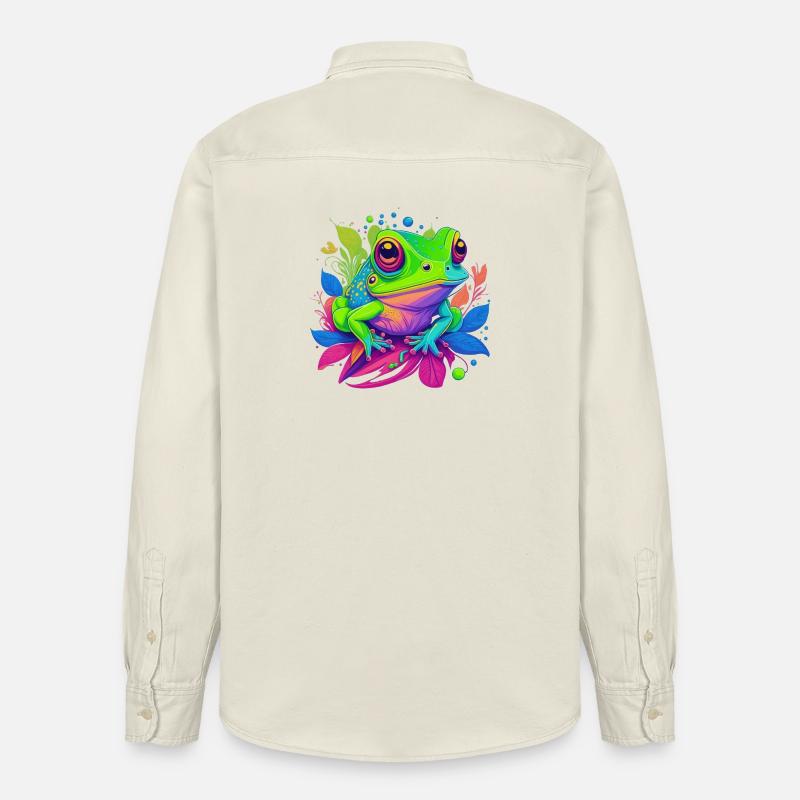 Regenbogenfrosch auf Blättern - Relaxed Fit Unisex Organic Hemd von Stanley/Stella - Natur
