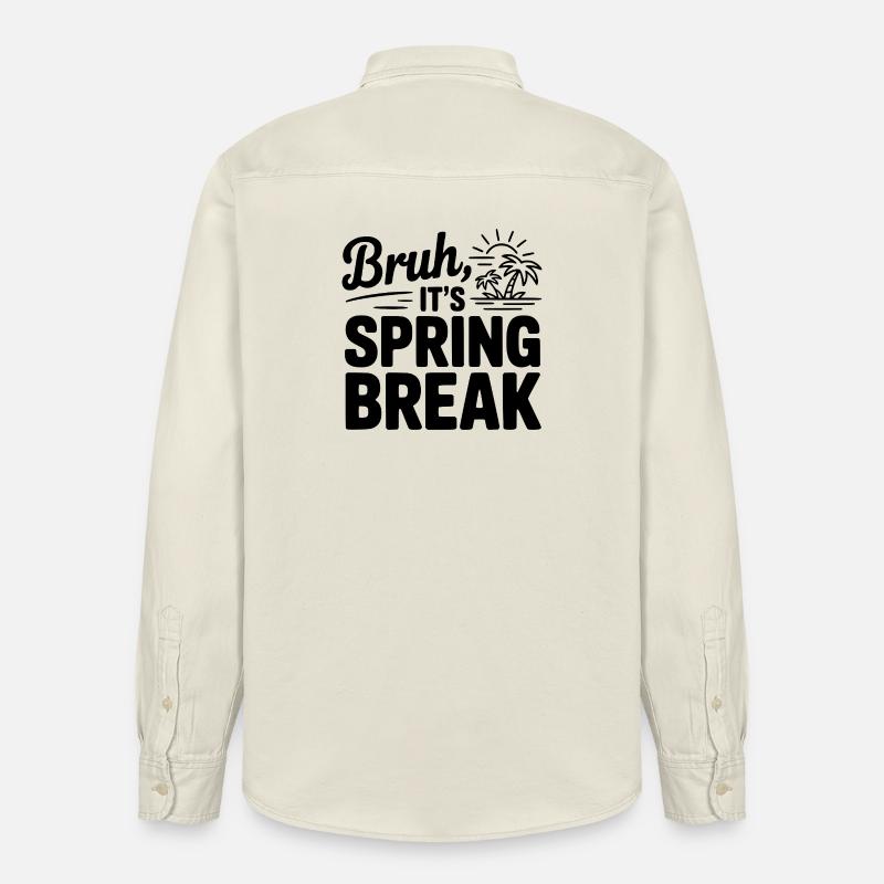 Mec, c’est les vacances de printemps - Chemise unisexe coupe décontractée bio Stanley/Stella - écru doux