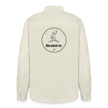 Dachdecker das passt so Stolz - Relaxed Fit Unisex Organic Hemd von Stanley/Stella - Natur - Hinten - AI Model Male 178 light (178cm)
