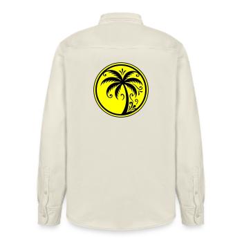Palm tree icon beach - Relaxed Fit Unisex Organic Shirt by Stanley/Stella - soft Ecru - Back - AI Model Male 178 light (178cm)