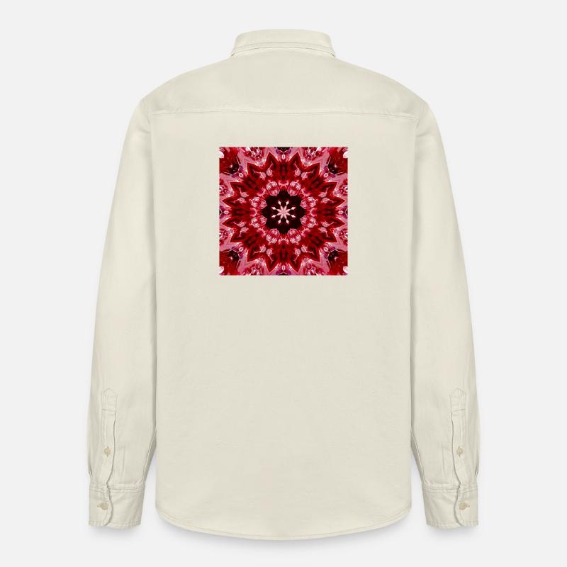 Rotes Mandala Kaleidoskop - Relaxed Fit Unisex Organic Hemd von Stanley/Stella - Natur