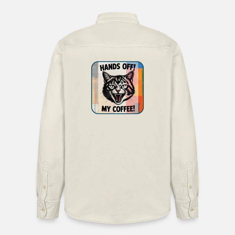 Pas touche ! Mon café - Chemise unisexe coupe décontractée bio Stanley/Stella - écru doux