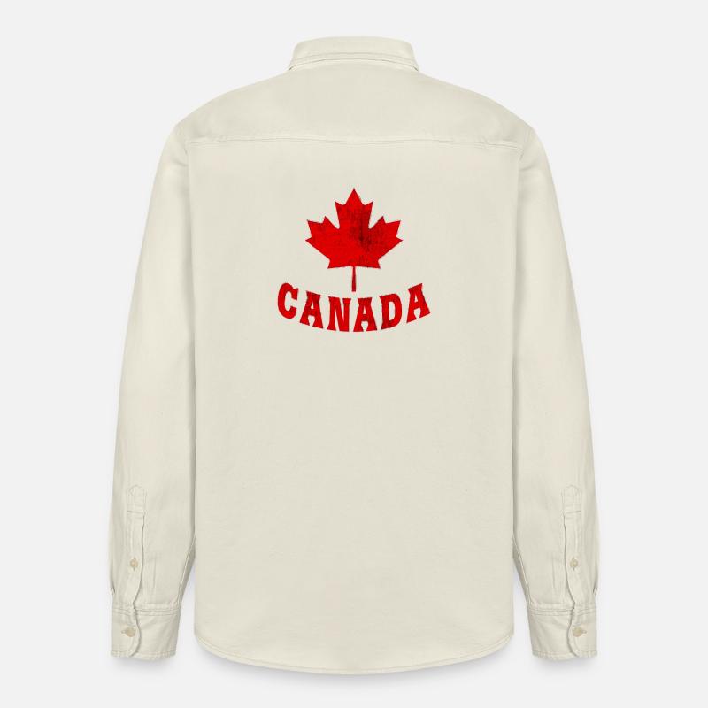 Canada / Cadeau / Feuille d’érable / Idée cadeau - Chemise unisexe coupe décontractée bio Stanley/Stella - écru doux