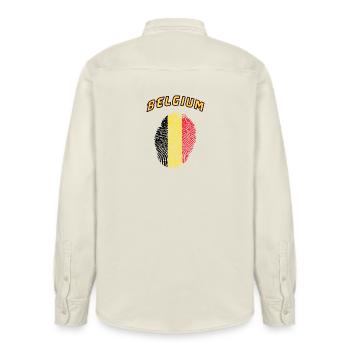 Belgique Empreinte / Drapeau cadeau - Chemise unisexe coupe décontractée bio Stanley/Stella - écru doux - Dos - AI Model Male 178 light (178cm)