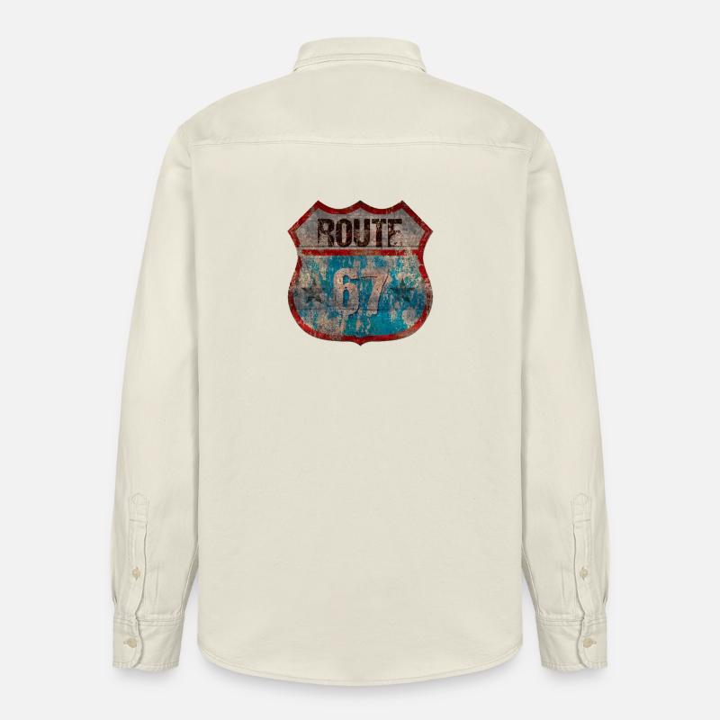 Rustic Route 67 Schild Design - Relaxed Fit Unisex Organic Hemd von Stanley/Stella - Natur