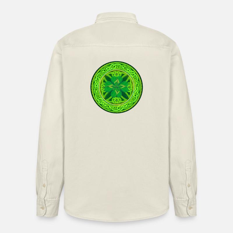 Kleeblatt mit vier Keltischen Blättern - Relaxed Fit Unisex Organic Hemd von Stanley/Stella - Natur