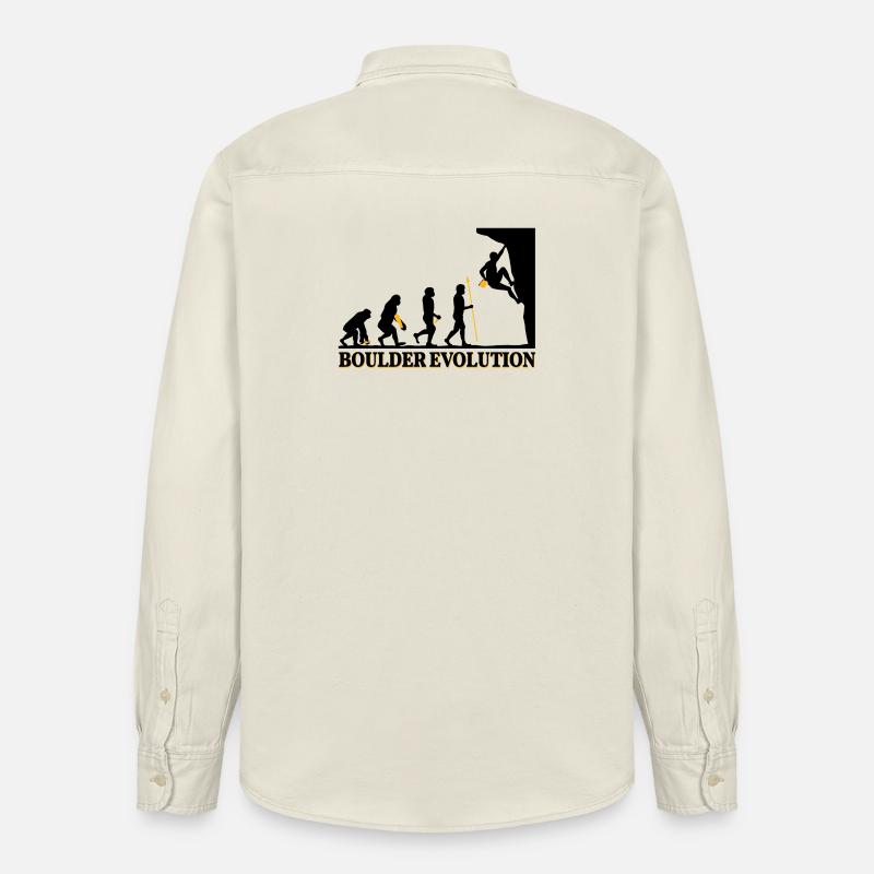 Boulder Evolution Klettern Bergsteigen Spruch - Relaxed Fit Unisex Organic Hemd von Stanley/Stella - Natur