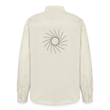 Cool shape, like a sun. - Relaxed Fit Unisex Organic Shirt by Stanley/Stella - soft Ecru - Back - AI Model Male 178 light (178cm)