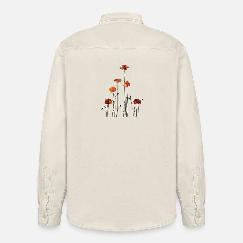Mohnblumen Silhouette Design - Relaxed Fit Unisex Organic Hemd von Stanley/Stella - Natur