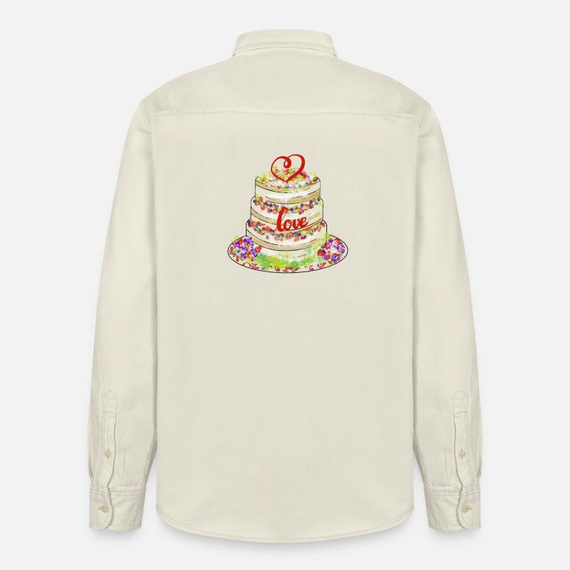 Gâteau sincère avec décor d’amour - Chemise unisexe coupe décontractée bio Stanley/Stella - écru doux