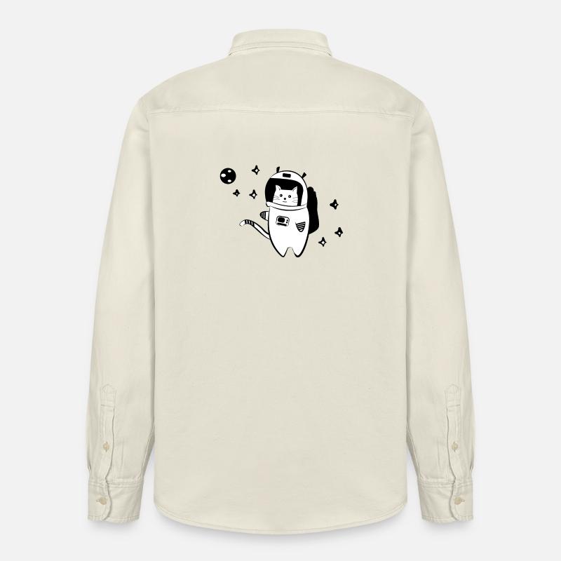 Chat cool dans l'espace - Chemise unisexe coupe décontractée bio Stanley/Stella - écru doux