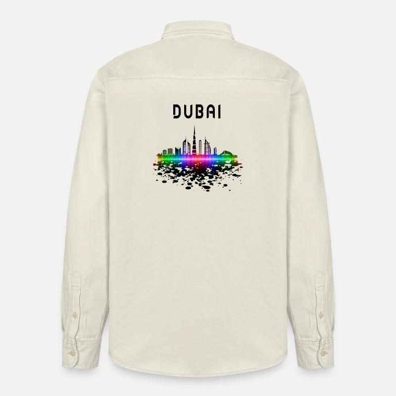 Dubai Skyline Splash Design / Geschenk - Relaxed Fit Unisex Organic Hemd von Stanley/Stella - Natur