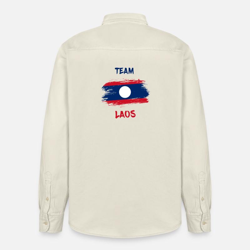 Team Laos Drapeaux Design / Cadeau - Chemise unisexe coupe décontractée bio Stanley/Stella - écru doux