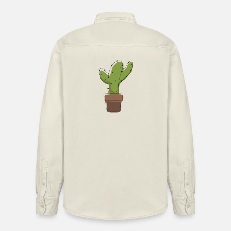 Cactus dans un pot – illustration graphique - Chemise unisexe coupe décontractée bio Stanley/Stella - écru doux