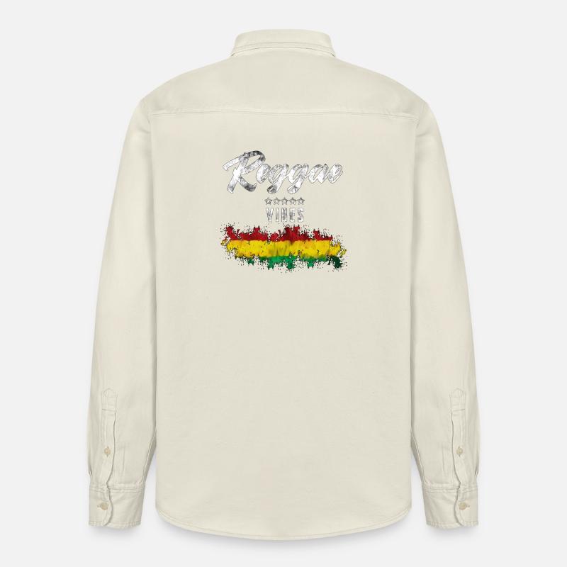 Reggae Vibes Noir Imprimé Cascade - Chemise unisexe coupe décontractée bio Stanley/Stella - écru doux