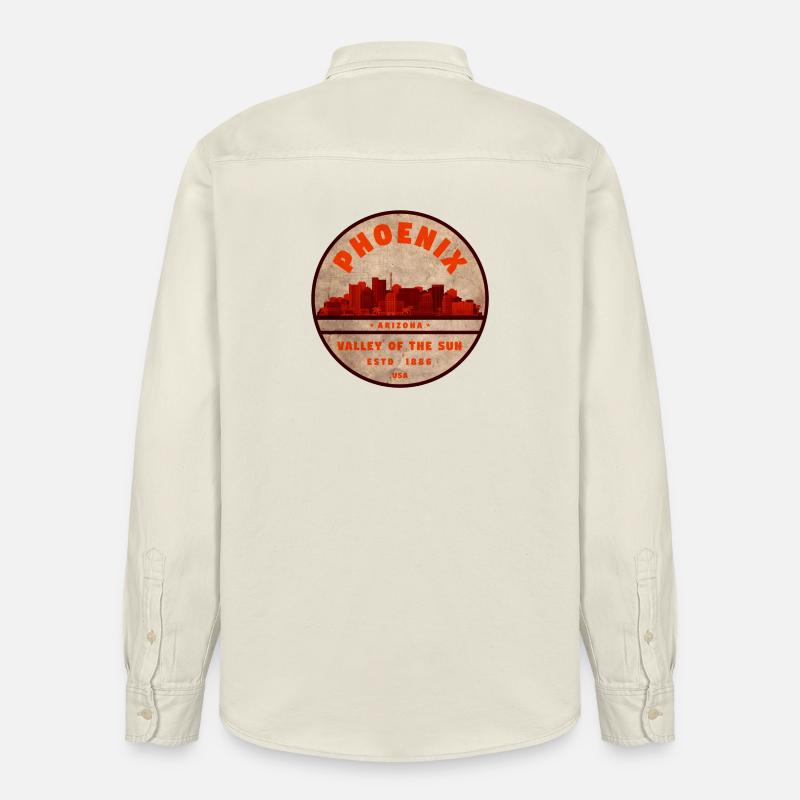 Phoenix Skyline Retro Abzeichen - Relaxed Fit Unisex Organic Hemd von Stanley/Stella - Natur
