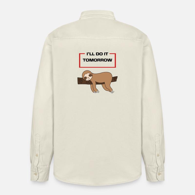 Animal Lazy Statement Hammock Sloth Sleeping - Relaxed Fit Unisex Organic Shirt by Stanley/Stella - soft Ecru