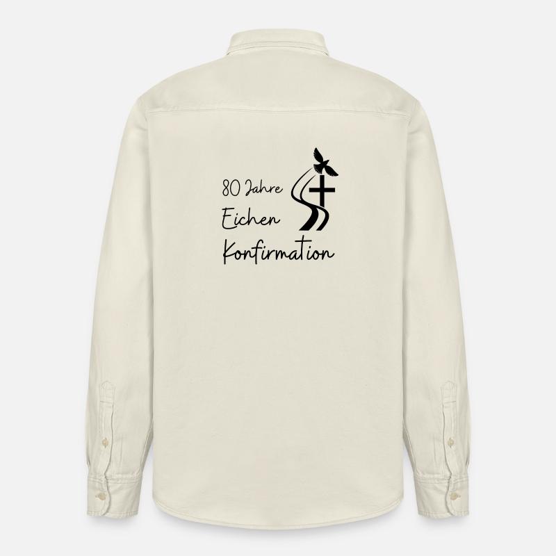 Eichen Konfirmation 80 Jahre Jubelkonfirmation - Relaxed Fit Unisex Organic Hemd von Stanley/Stella - Natur