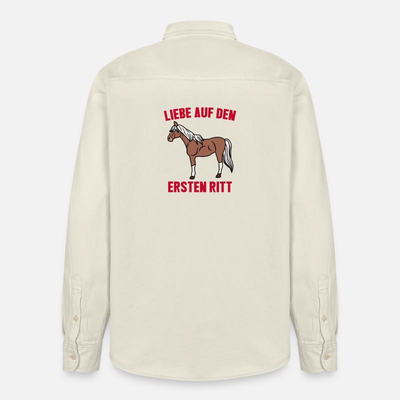 Islandpferde Pferdenarr Cool Statement Pferde - Relaxed Fit Unisex Organic Hemd von Stanley/Stella - Natur
