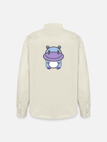 Sød flodhest Kawaii - Stanley/Stella unisex skjorte afslappet pasform økologisk - blød ecru