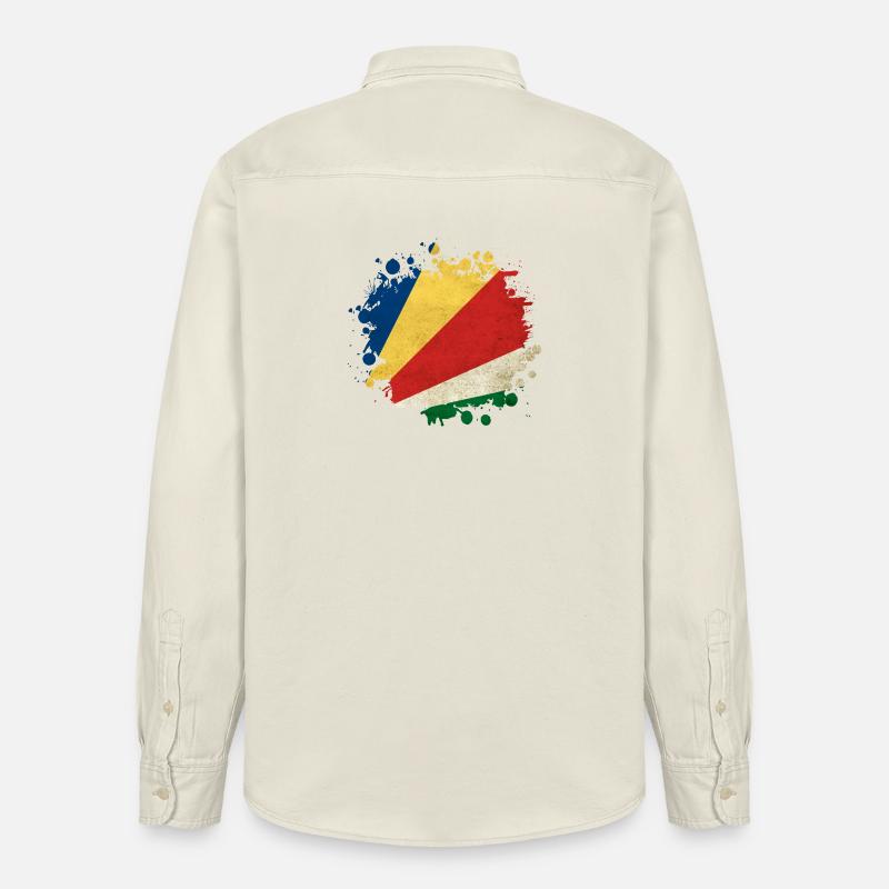 Seychellen Klecks Flaggen Design - Relaxed Fit Unisex Organic Hemd von Stanley/Stella - Natur