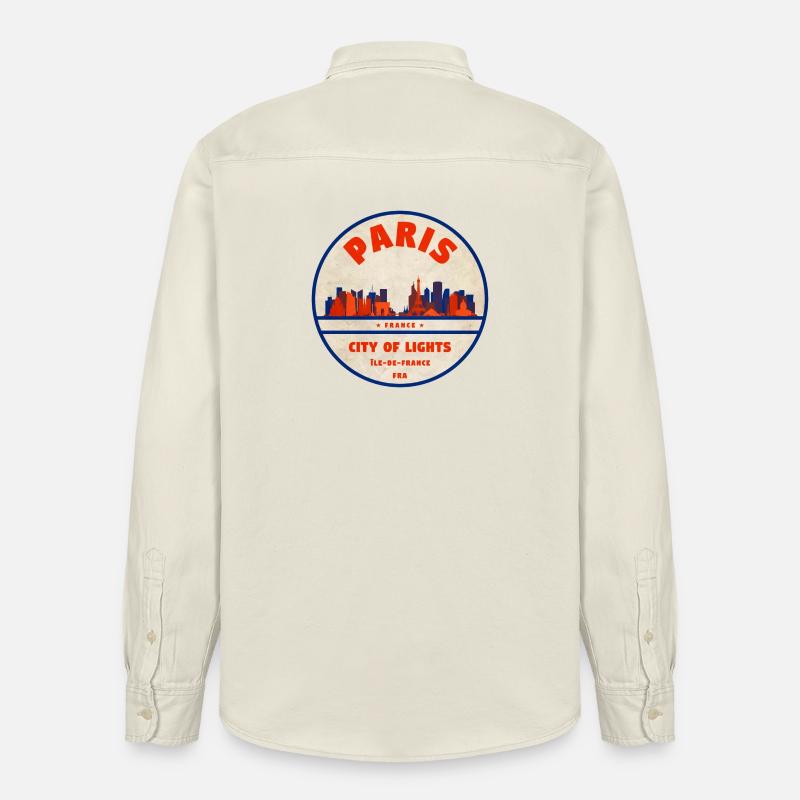 Paris Skyline Badge - Relaxed Fit Unisex Organic Hemd von Stanley/Stella - Natur